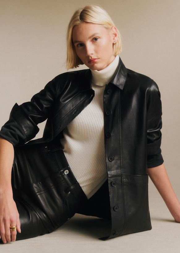 Will Jacket - Black Leather - Lamb leather - Sézane