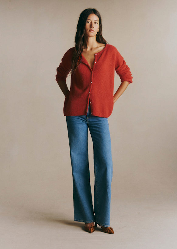 Gaspardカーディガン - パーフェクトグリーン - スーパーキッドモヘア