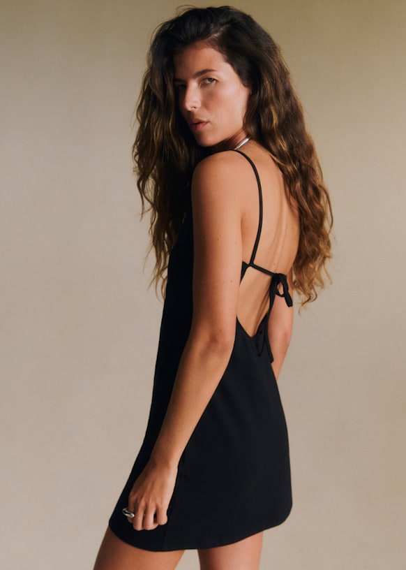 black cotton short dress Keira Short Dress