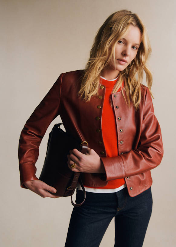 Marlys ジャケット - 栗色 - ラムレザー - Sézane