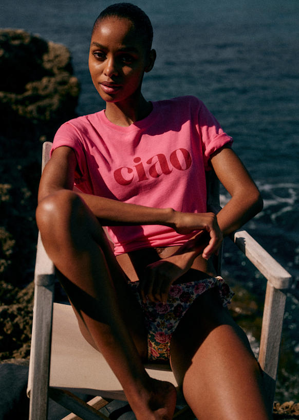Ciao T-Shirt - White / Red - Organic cotton - organic textile - Sézane