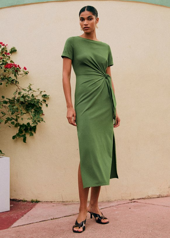 lime green dress Satin Draped with Silver Embroidery S this maxi features a mesmerising asymmetric neckline and intricate cut out details Giovanna | LIME Green Asymmetric