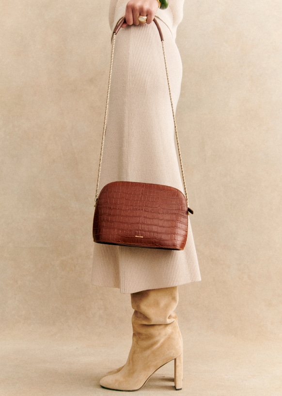 Victor Bag - Camel Croco Print - Bovine leather - Sézane