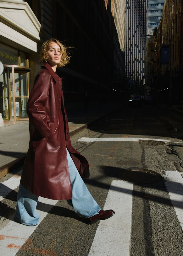 Clyde コート - ボルドー - ラムレザー - Sézane