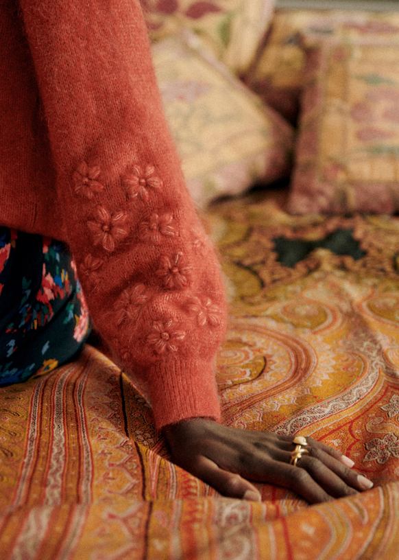 LA MAILLE SEZANE キッドモヘヤニット　ウール　花柄 LA MAILLE SEZANE キッドモヘヤニット ウール 花柄