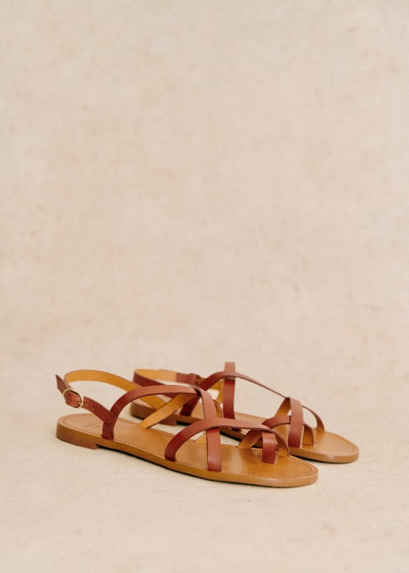 Adeline Low Sandals - Mirrored Gold - Mirror-effect cowhide leather - Sézane