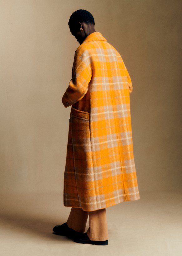 Viktor コート - キャメル、ブルー、ピンクのチェック - アクリル - Sézane