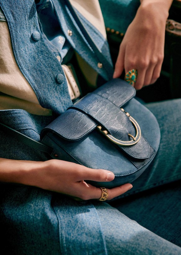 T Bag Bimaterial Taupe Bovine Leather Sezane