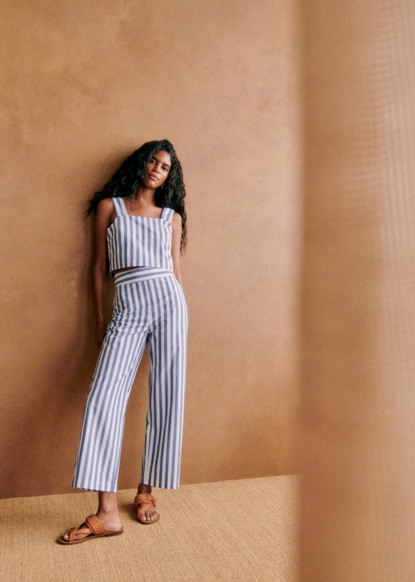 Pantalon rayé bleu et blanc online