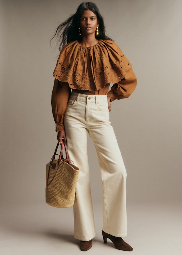 Clie Shirt - Placed Ecru Embroidery - Organic Cotton - Sézane