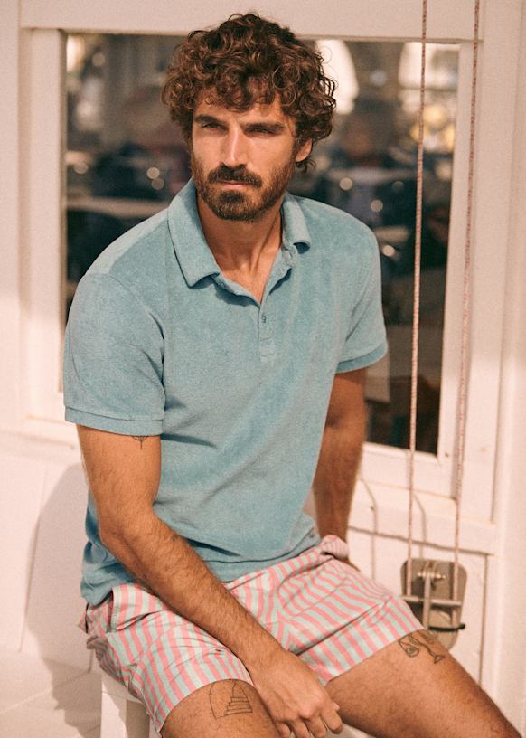 ♦Sezane/Octobre Editions♦ポロシャツ Jude Polo - Steel Blue - Organic Cotton - Sézane