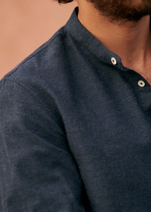 Benny Flannel Shirt - Blue Flecked Flannel - Cotton - Sézane