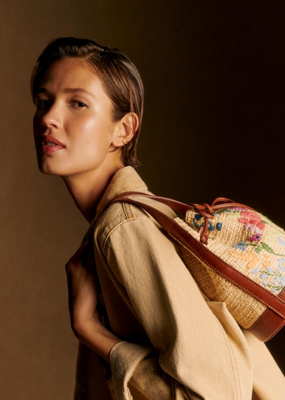 Mini Farrow Raphia Bag - Multicolour Embroidered Flowers