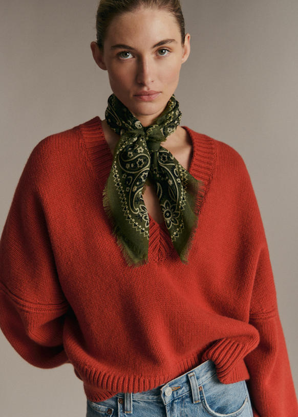 Maryse Scarf - Perfect Green Bandana - Wool - Sézane