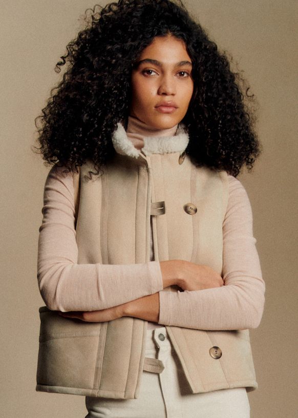 Alais Coat - Natural - Lamb leather - Sézane