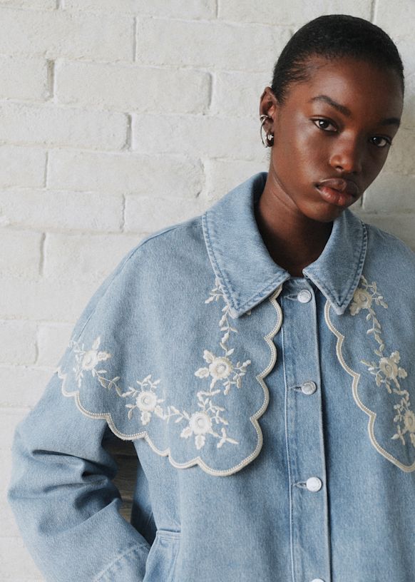 JOSEPHY Jacket - Sézane x SEA NY - Denim Blue with Cream