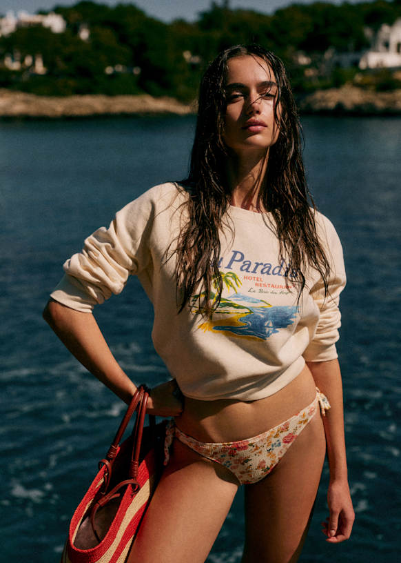 Au Paradis Sweat-Shirt - Ficelle/ Multico - Organic cotton