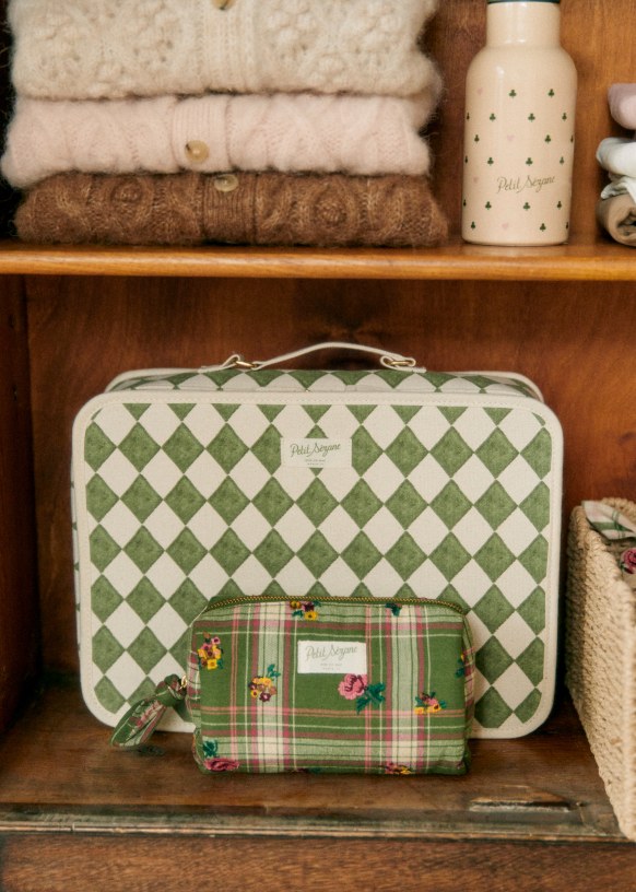 Checkerboard case - Green checkerboard print - Recycled cotton - Sézane