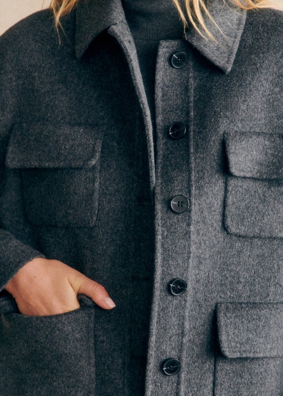 Rosalie Jacket Charcoal Grey Wool Sezane