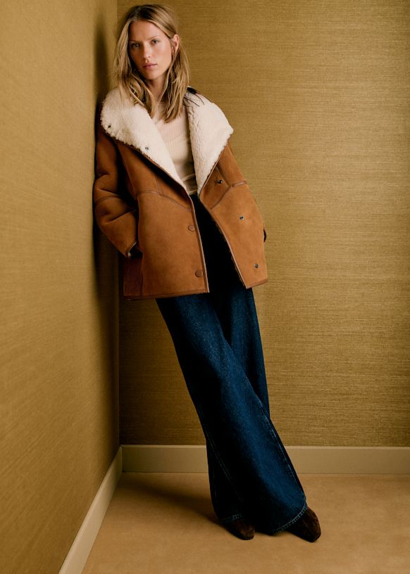 Marcel Coat - Caramel - Lamb leather - Sézane