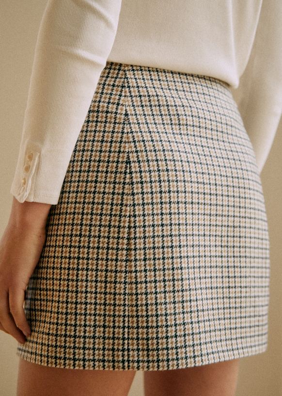 Beige houndstooth skirt cheap