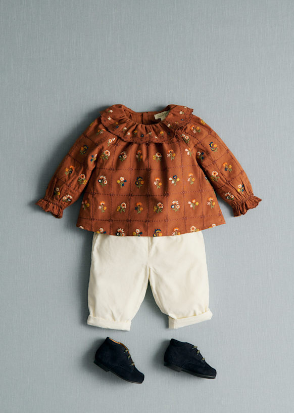 Blouse Héloïse - Caramel / Broderie Herbier