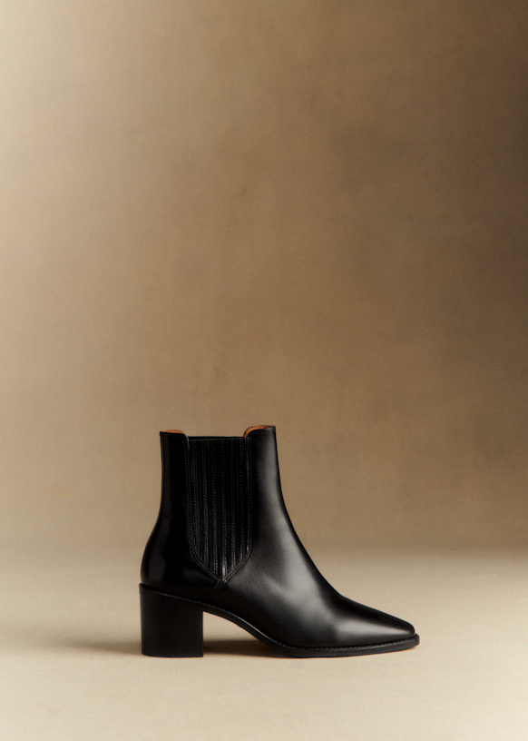 Johanne Ankle Boots - Glossy Black - Bovine leather - Sézane