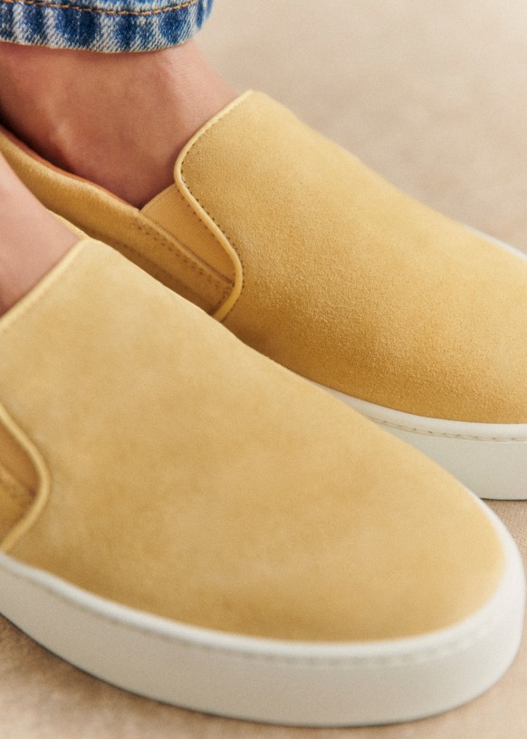 Theo Sneakers - Lemon - Split cowhide leather - Sézane