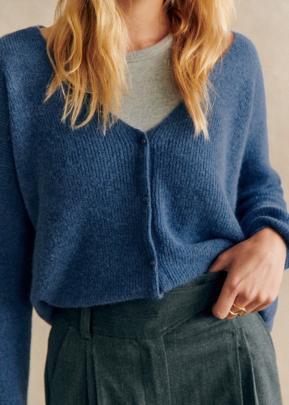 Barry Cardigan Black Super kid mohair Sezane