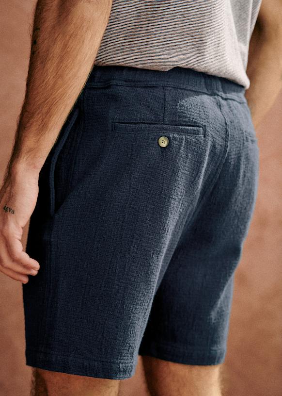 Priam Texturé Short - Navy - Cotton - Octobre Éditions
