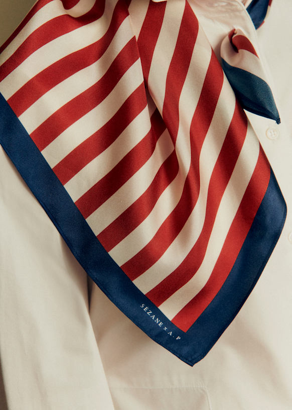 Cléopatra Scarf - Sézane x Antoinette Poisson - Red and Ecru