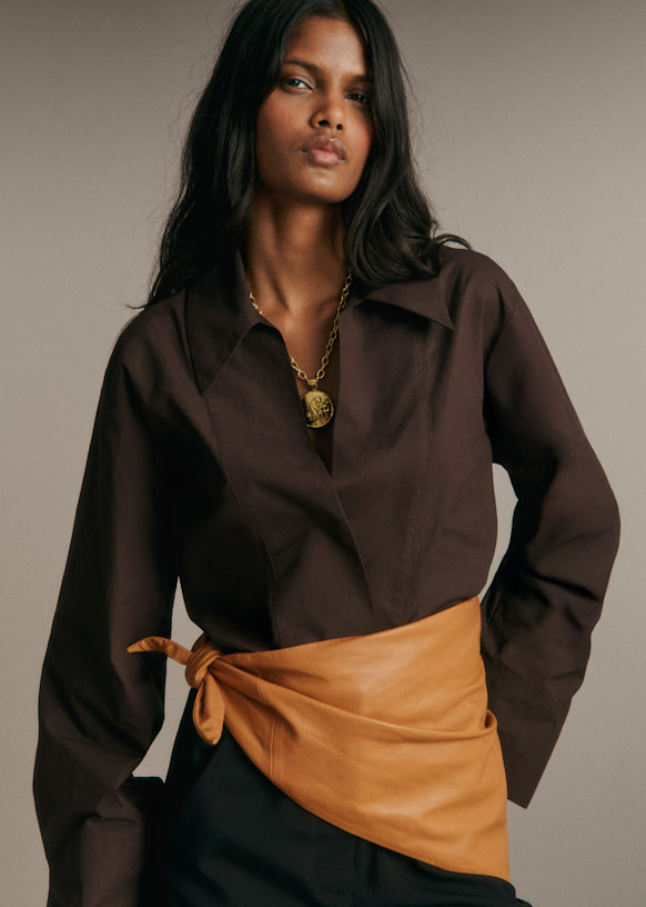 Camylle Scarf - Nutmeg - Lamb leather - Sézane