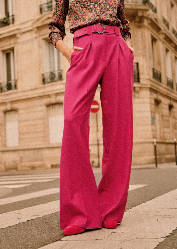 Théophile Trousers - Fuchsia - Recycled polyester - Sézane