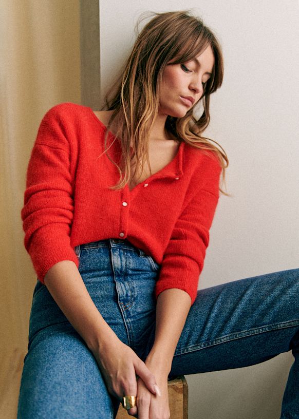 Gilet Gaspard Ecru Super kid mohair Sézane