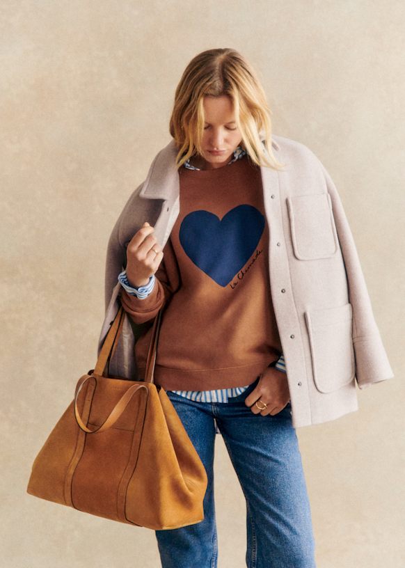 Tasche Maxi Gabin Khaki Rindsleder Sezane