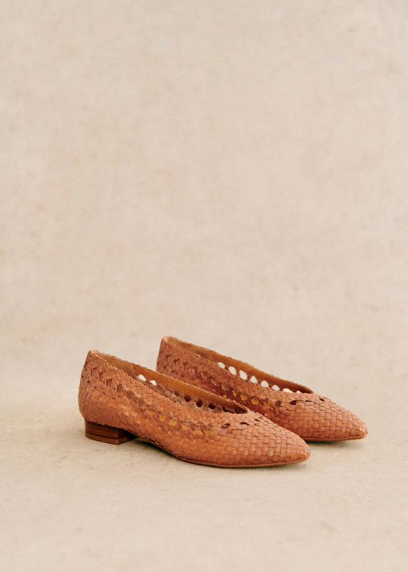 【SEZANE】ロー アーニャ バレリーナ Anya Low Ballerinas - Natural woven raffia - Raffia - Sézane