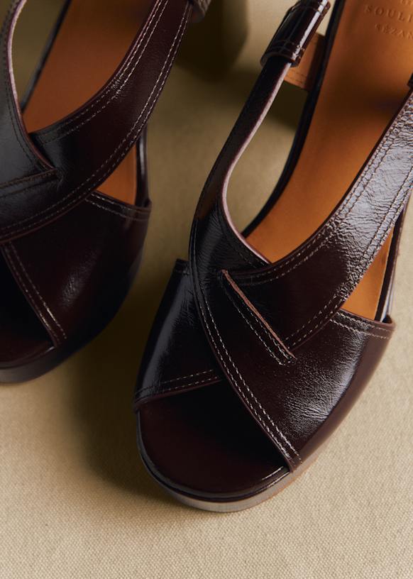 High ELSA Sandales - Vintage Chocolate - Smooth cowhide leather