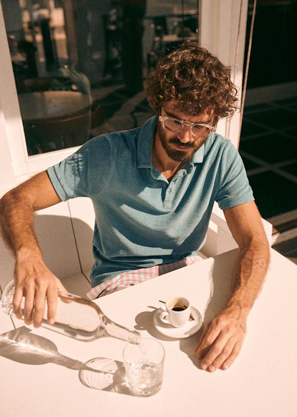 ♦Sezane/Octobre Editions♦ポロシャツ Jude Polo - Steel Blue - Organic Cotton - Sézane