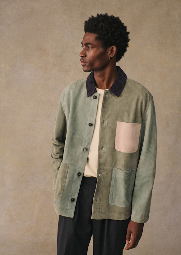 Cody Jacket - Blue / Green / Pink - Goat leather - Sézane