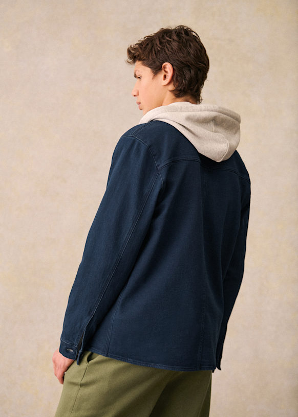 SEZANE ネイビージャケット セザンヌ オーガニックコットン＆ウール混紡 ニット ジャケット