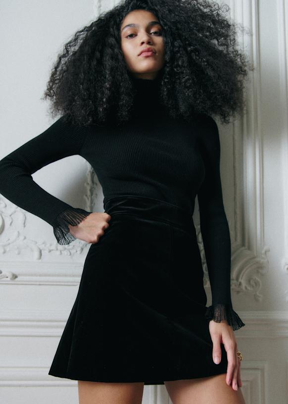 Neli Skirt - Burgundy - Lamb leather - Sézane