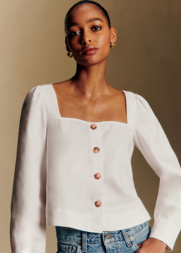 Lorenza ブラウス - アイボリー - リネン - Sézane