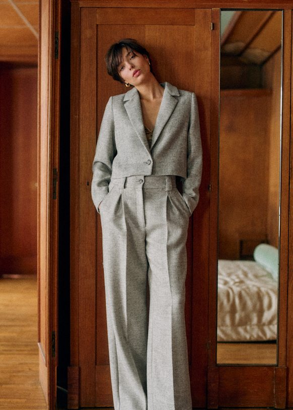 Théophile Trousers - Giallo Checks - Recycled wool - Sézane