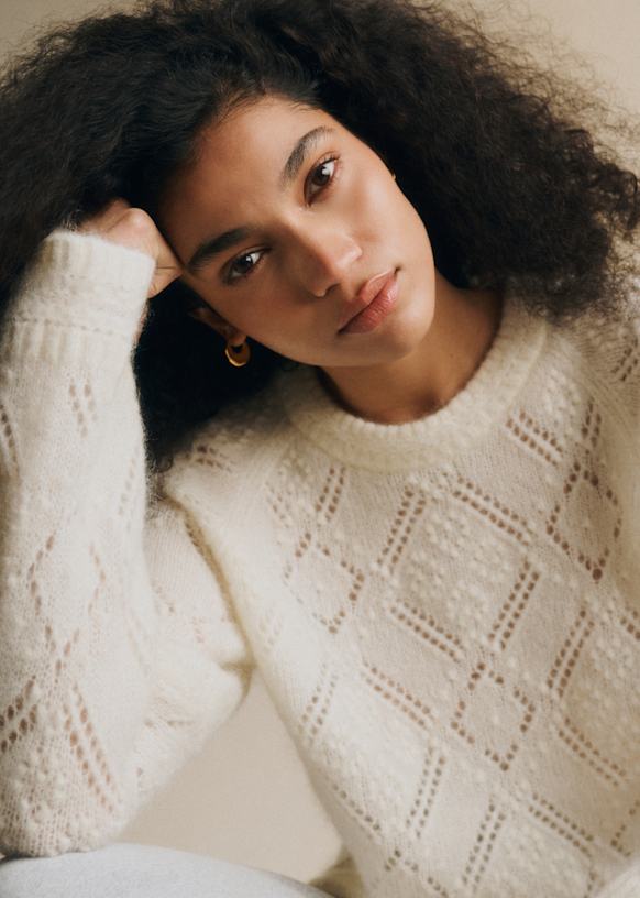 Louna セーター - デニムブルー - キッドモヘア - Sézane