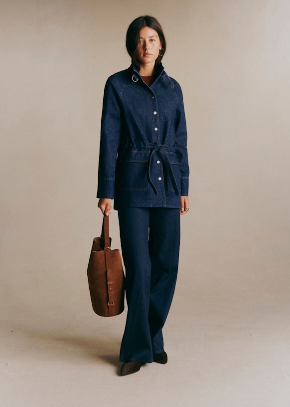 Manolia Jacket - Bronze - Goat leather - Sézane