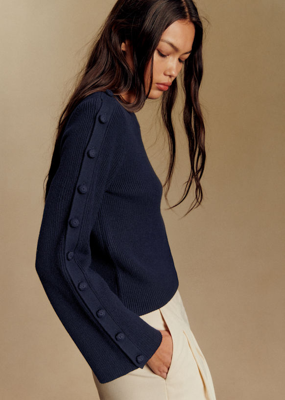 Sézane ADEL セーター Adel Jumper - Navy - Merino Wool - Sézane