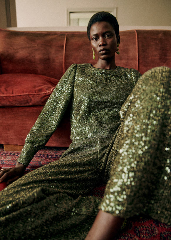 Sezane ポルカドット柄 レッド　リボンシルクブラウス Baptisto パンツ - ベージュ/ ブラックポルカドット - シルク - Sézane