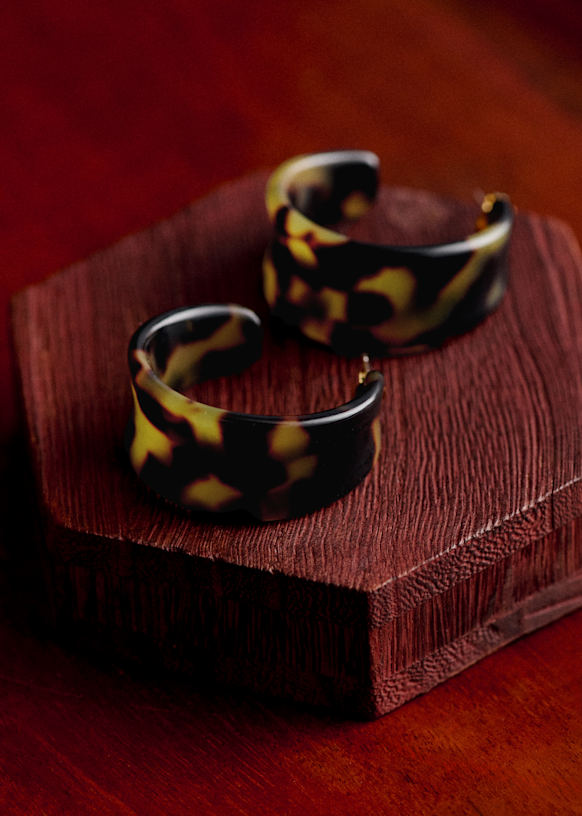 Ludovica Earrings - Tortoiseshell Brown - Acetate - Sézane