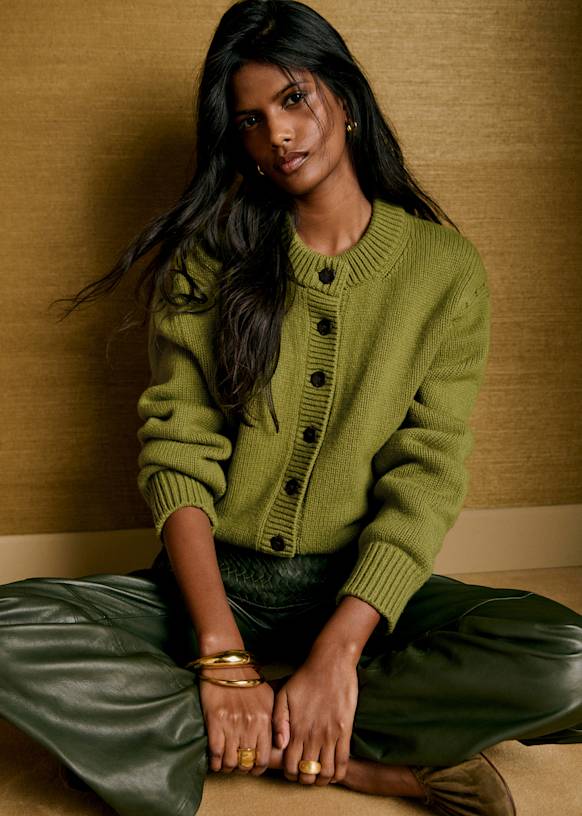 Inès Cardigan - Pistachio - Merino Wool - Sézane