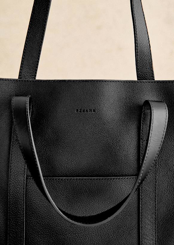 Gabin Maxi Bag - Textured cream - Bovine leather - Sézane